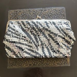 Sequin zebra clutch